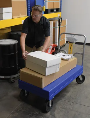 Vestil SPT-2448-SCL steel platform truck shown from an alternate angle