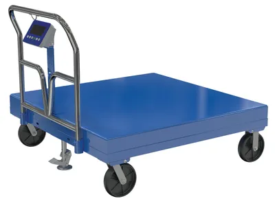 Vestil Steel Platform Hand Truck with Scale 48 In x 48 In 3,600 Lb. Capacity Blue