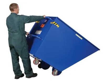Vestil SPTT-15 portable steel dump truck shown from an alternate angle