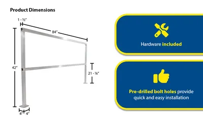 Vestil SQ-A-84 square safety handrail feature highlights