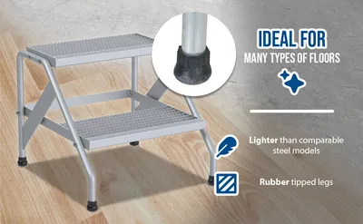 Vestil SSA-2-KD aluminum step stand feature highlights
