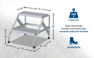 Vestil SSA-2-KD aluminum step stand feature highlights