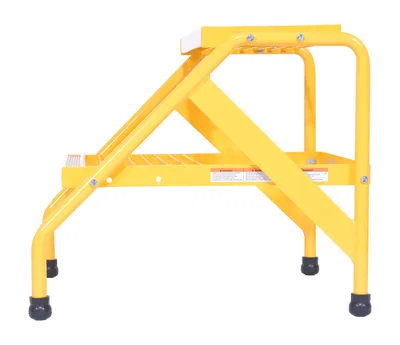 Vestil SSA-2-KD-Y aluminum step stand shown from an alternate angle