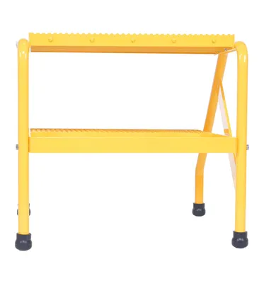 Vestil SSA-2-KD-Y aluminum step stand shown from an alternate angle
