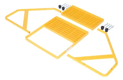 Vestil SSA-2-KD-Y aluminum step stand shown from an alternate angle