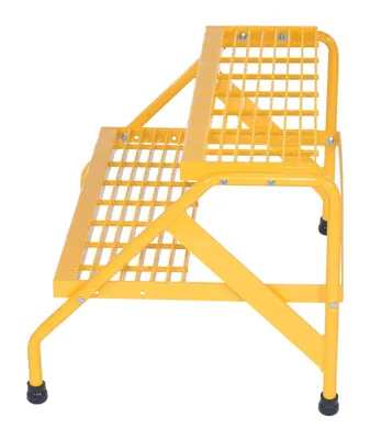 Vestil SSA-2W-KD-Y aluminum step stand shown from an alternate angle