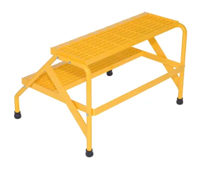 Vestil SSA-2W-KD-Y aluminum step stand shown from an alternate angle