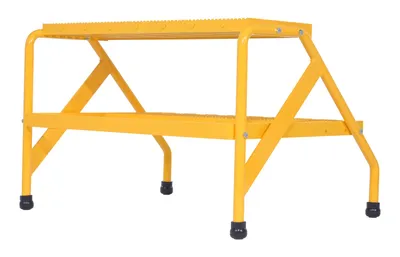 Vestil SSA-2W-KD-Y aluminum step stand shown from an alternate angle