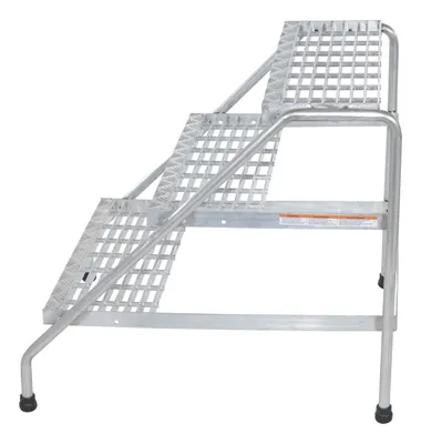 Vestil SSA-3W aluminum step stand shown from an alternate angle