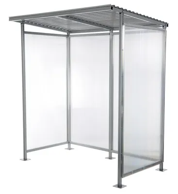 Vestil SSH-7939-80 smoking shelter bus stop shown from an alternate angle