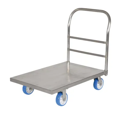 Vestil SSPT-2436 stainless steel platform truck shown from an alternate angle