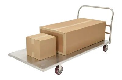 Vestil SSPT-3672 stainless steel platform truck shown from an alternate angle