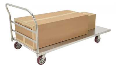 Vestil SSPT-3672 stainless steel platform truck shown from an alternate angle