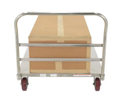 Vestil SSPT-3672 stainless steel platform truck shown from an alternate angle
