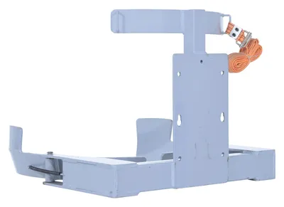 Vestil STA-ATT-DGP-55 counter balanced narrow stacker w multi-use attachment shown from an alternate angle