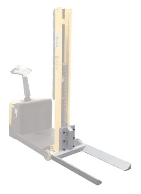 Vestil STA-ATT-FRF-24 counter balanced narrow stacker w multi-use attachment shown from an alternate angle