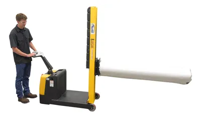 Vestil STA-ATT-PRP counter balanced narrow stacker w multi-use attachment shown from an alternate angle