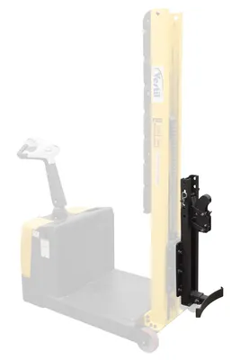 Vestil STA-ATT-SDG counter balanced narrow stacker w multi-use attachment shown from an alternate angle