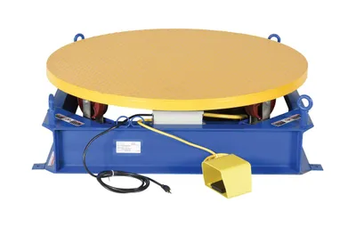 Vestil STPC-EHD stand alone powered carousel shown from an alternate angle