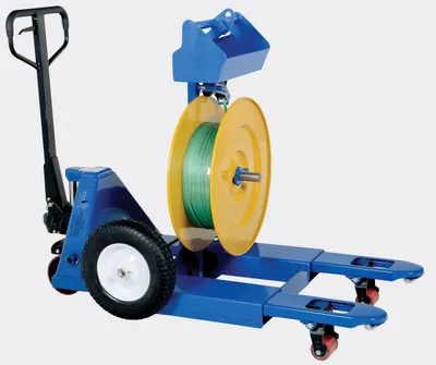 Vestil STRAP-FP heavy-duty banding cart shown from an alternate angle