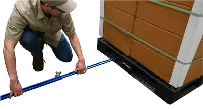 Vestil STRAP-P2 manual pallet probe strapping cart shown from an alternate angle