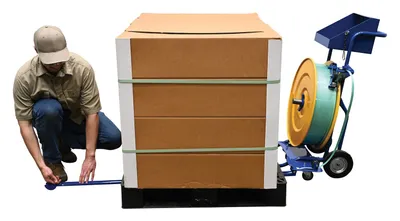 Vestil STRAP-P2 manual pallet probe strapping cart shown from an alternate angle