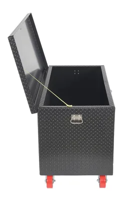 Vestil STTB-2448-C steel tread plate portable tool boxe shown from an alternate angle