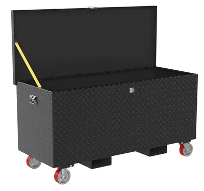 Vestil STTB-2460-CF steel tread plate portable tool boxe shown from an alternate angle