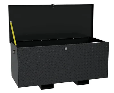 Vestil STTB-2460-F steel tread plate portable tool boxe shown from an alternate angle