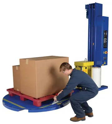 Vestil SWA-60-AW medium duty high performance auto-wrap stretch wrap machine shown from an alternate angle