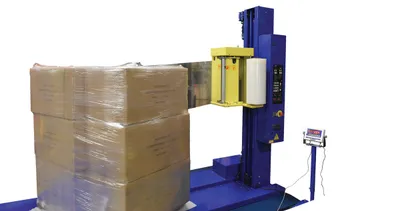 Vestil SWA-60-AW-SCL medium duty high performance auto-wrap stretch wrap machine shown from an alternate angle