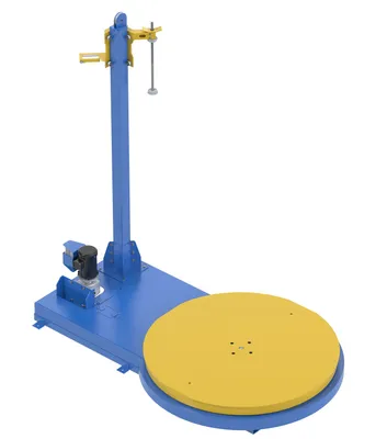 Vestil Steel Semi-Automatic Stretch Wrap Machine 60 In. Turntable Diameter 5,000 Lb. Capacity Blue / Yellow