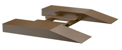 Vestil SWR-CPL-24-8-84 steel wheel riser with central fork pocket shown from an alternate angle