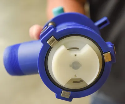 Vestil TAP-3 horizontal drum tap shown from an alternate angle