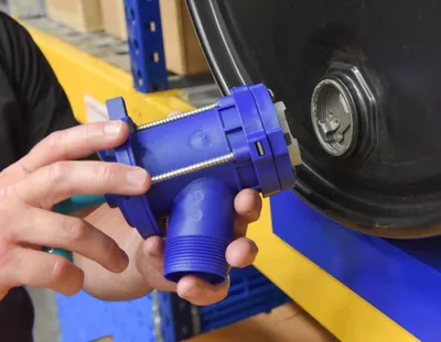 Vestil TAP-3 horizontal drum tap shown from an alternate angle