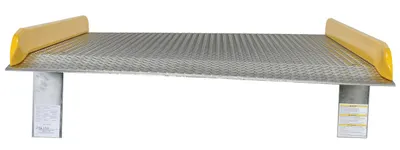 Vestil TAS-10-6072 aluminum truck dockboards with steel safety curb shown from an alternate angle