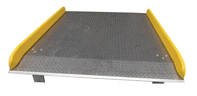 Vestil TAS-15-6072 aluminum truck dockboards with steel safety curb shown from an alternate angle