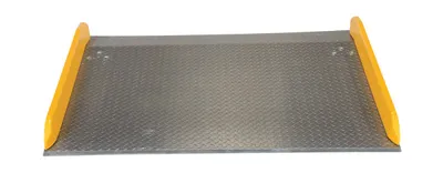 Vestil TAS-20-6048 aluminum truck dockboards with steel safety curb shown from an alternate angle