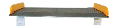 Vestil TAS-20-6048 aluminum truck dockboards with steel safety curb shown from an alternate angle