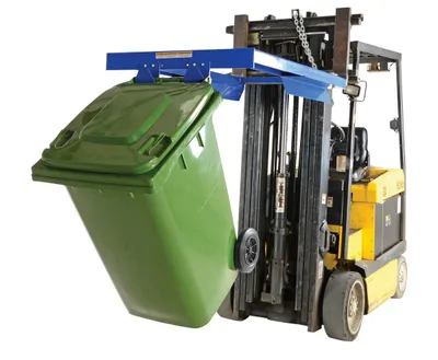 Vestil TCD-FM-E trash can dumper shown from an alternate angle