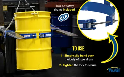 Vestil TDR-55 tilting drum ring feature highlights