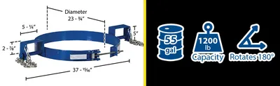 Vestil TDR-55 tilting drum ring feature highlights