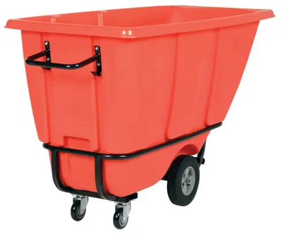 Vestil Plastic Heavy Duty Tilt Truck 1/2 Cubic Yard 1400 Lb. Capacity Red