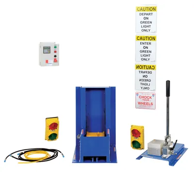 Vestil Steel Hydraulic Hand Pump with Polypropylene LED Light Package Trailer Lock System Blue / Yellow