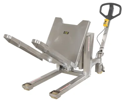 Vestil TM-22-DC-SS dc powered tilt master shown from an alternate angle
