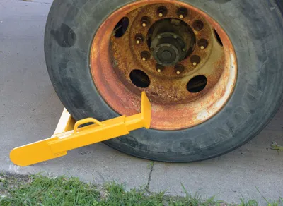 Vestil TWL-1223 trailer wheel lock shown from an alternate angle