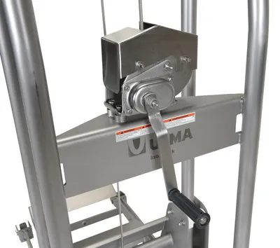 Vestil ULM-MS-220 stainless steel manual load stacker shown from an alternate angle