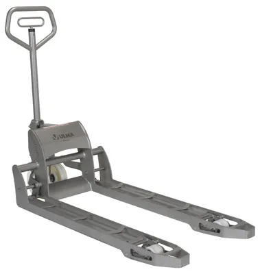 Vestil 304L Stainless Steel Hydraulic Hand Pump Pallet Jack 4,500 Lb. Capacity Silver