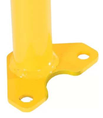 Vestil VDKR-2-BP-YL steel safety railing w welded baseplate shown from an alternate angle