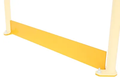 Vestil VDKR-3-BP-TB steel safety railing w welded baseplate shown from an alternate angle